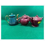 3 vintage Hall China Co. teapots