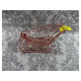 Belmont Russian Pink glass Santa sleigh