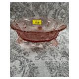 Fenton pink depression glass footed bowl RARE