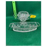 Crystal butter dish and sugar bowl