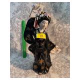Vintage porcelain geisha fan dancer