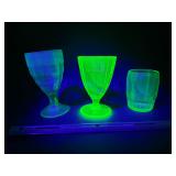 3 misc uranium glasses one is brilliant!!