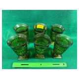 Indiana glass co. Mount Vernon green tea glasses-6