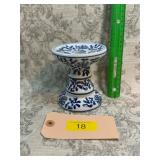 Blue and white candle holder