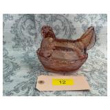 RARE LG Wright/Fenton Hen on Glass (mosser)