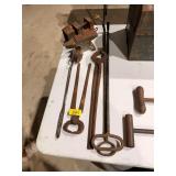 Blacksmith tools, small anvil, and USA vice