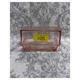 Vintage Pink glass butter dish/cover