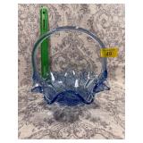 L.E Smith glass pail blue scalloped basket