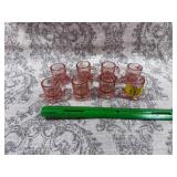 Depression glass mini beer mug shot glasses