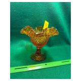 Fenton amber glass pedestal compote