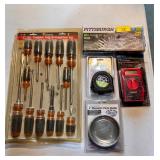 NEW - socket set, screwdrivers, multimeter, etc