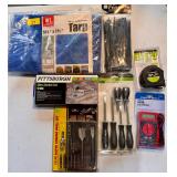 NEW - screwdrivers, bits, socket set, tarp