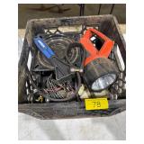 Crate of misc flashlight etc
