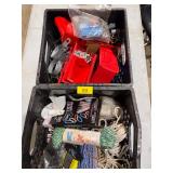 2 crates of misc electrical, rope, etc