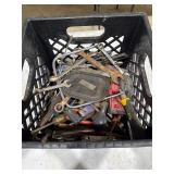 Crate of misc wrenches and tools
