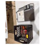 Crate with tools and scale