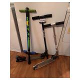 Pogostick and 2 scooters