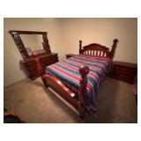 Full Size Bed - Dark Wood Bedroom Suite