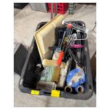 Tub of paint tools, rollers, pans, misc.