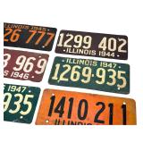 7pc 1940s Illinois Soybean Fiberboard License Plate Lot 1943-1948	146127
