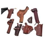 Lot of 10 Vintage Leather Revolver/Pistol Holsters Smith & Wesson Desantis Etc.	146140