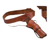 Lot of 2 CustomTooled Leather Revolver Holster & Belt	146145