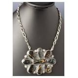 Navajo Boyd J. Ashley Sterling Silver Black Web Turquoise Necklace 146.05g Navajo Boyd J. Ashley Sterling Silver Black Web Turquoise Necklace 146.05g