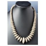 Navajo Native American Hand Stamped Graduated Disc Bead Sterling Silver Necklace Navajo Native American Hand Stamped Graduated Disc Bead Sterling Silver Necklace