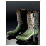 David Espinoza Custom Green Pebbled Bull Hide Cowboy Boots Men's Size 10 Western David Espinoza Custom Green Pebbled Bull Hide Cowboy Boots Men's Size 10 Western