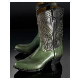 David Espinoza Custom Green Pebbled Bull Hide Cowboy Boots Men's Size 10 Western David Espinoza Custom Green Pebbled Bull Hide Cowboy Boots Men's Size 10 Western