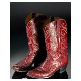 Premium Lucchese Full Quill Ostrich Cowboy Boots, Burgundy, Men's 9.5D Premium Lucchese Full Quill Ostrich Cowboy Boots, Burgundy, Men's 9.5D