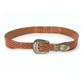 Vintage John McCabe Silversmith Sterling Silver Ranger Set & Tooled Leather Belt Vintage John McCabe Silversmith Sterling Silver Ranger Set & Tooled Leather Belt