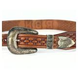 Vintage John McCabe Silversmith Sterling Silver Ranger Set & Tooled Leather Belt Vintage John McCabe Silversmith Sterling Silver Ranger Set & Tooled Leather Belt