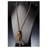 Oreland Joe Sr. Navajo Bronze Bolo Tie - Native American Woman Bust, Signed Oreland Joe Sr. Navajo Bronze Bolo Tie - Native American Woman Bust, Signed