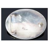 Vintage Navajo Charlie John (CJ) Sterling Silver Turquoise Hand Stamped Belt Buckle Vintage Navajo Charlie John (CJ) Sterling Silver Turquoise Hand Stamped Belt Buckle