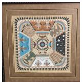 Herbert Ben Sr. Navajo Sandpainting Art: Authentic Native American Framed Herbert Ben Sr. Navajo Sandpainting Art: Authentic Native American Framed