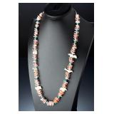 Native American Spiny Oyster Fetish Turquoise Heishi Animal Necklace 31' Native American Spiny Oyster Fetish Turquoise Heishi Animal Necklace 31'