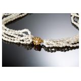 Elegant 5-Strand Freshwater Pearl Necklace with Ornate Gold-Tone Clasp, 18in Elegant 5-Strand Freshwater Pearl Necklace with Ornate Gold-Tone Clasp, 18in