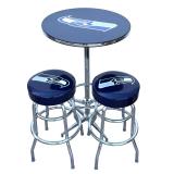 Seattle Seahawks Official NFL High-Top Bar Table & 2 Stools Set Seattle Seahawks Official NFL High-Top Bar Table & 2 Stools Set