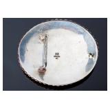 Signed M Navajo Sterling Silver & Turquoise Conch Belt Buckle Native American Signed M Navajo Sterling Silver & Turquoise Conch Belt Buckle Native American