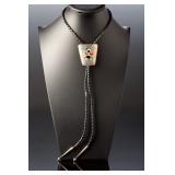 Vintage Zuni Multi Stone Inlay Kachina Dancer Native American Bolo Tie Sterling Vintage Zuni Multi Stone Inlay Kachina Dancer Native American Bolo Tie Sterling