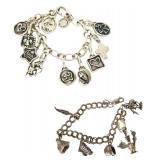 LOT OF @ Vintage Sterling Silver Charm Bracelets, 101.77g Total Weight LOT OF @ Vintage Sterling Silver Charm Bracelets, 101.77g Total Weight