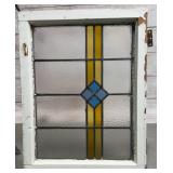 Antique Art Deco / Craftsman Stained Glass Panel Window 24.25'H x 19'W Antique Art Deco / Craftsman Stained Glass Panel Window 24.25'H x 19'W