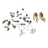 Lot of 16 Pairs Native American Southwest Style Earrings Turquoise Coral Lot of 16 Pairs Native American Southwest Style Earrings Turquoise Coral