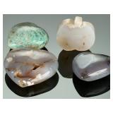 Natural Stone Carvings: Agate Hearts, Geode Heart, Dendritic Agate & Amazonite Apple Natural Stone Carvings: Agate Hearts, Geode Heart, Dendritic Agate & Amazonite Apple