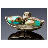 Navajo Silver Turquoise Shadowbox Ring Sz 5.5 Native American Jewelry 10.32g Navajo Silver Turquoise Shadowbox Ring Sz 5.5 Native American Jewelry 10.32g
