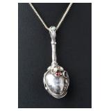 Signed PA 925 Organic Modernist Sterling Silver Multi-Stone Pendant Necklace Signed PA 925 Organic Modernist Sterling Silver Multi-Stone Pendant Necklace