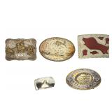 Lot of 5 Vintage Western Belt Buckles - B-K Sterling Front, Hickok Lot of 5 Vintage Western Belt Buckles - B-K Sterling Front, Hickok