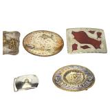 Lot of 5 Vintage Western Belt Buckles - B-K Sterling Front, Hickok Lot of 5 Vintage Western Belt Buckles - B-K Sterling Front, Hickok