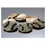 Vintage Mexican Silver & Stone Inlay Bracelet - FCS Plata 925 Modernist Vintage Mexican Silver & Stone Inlay Bracelet - FCS Plata 925 Modernist